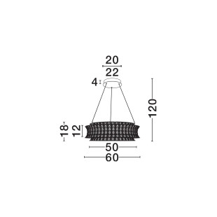 Lampa wisząca kryształowa - okrągła Esaro 60cm LED 3500K chrom / przeźroczysty