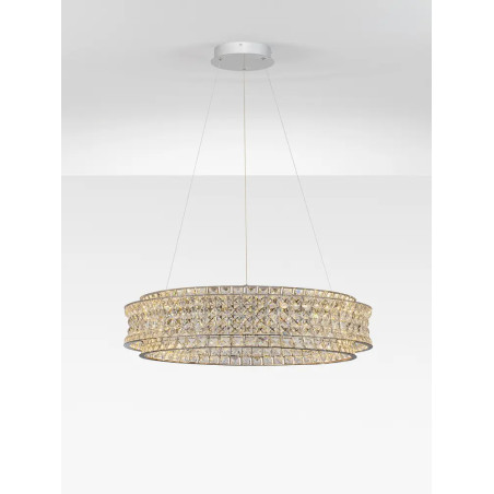Lampa wisząca kryształowa - okrągła Esaro 80cm LED 3500K chrom / przeźroczysty