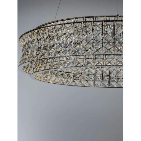 Lampa wisząca kryształowa - okrągła Esaro 80cm LED 3500K chrom / przeźroczysty