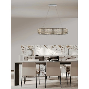 Lampa wisząca kryształowa - owalna Esaro 100cm LED 3500K chrom / przeźroczysty