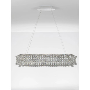 Lampa wisząca kryształowa - owalna Esaro 100cm LED 3500K chrom / przeźroczysty