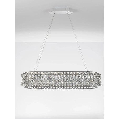 Lampa wisząca kryształowa - owalna Esaro 100cm LED 3500K chrom / przeźroczysty