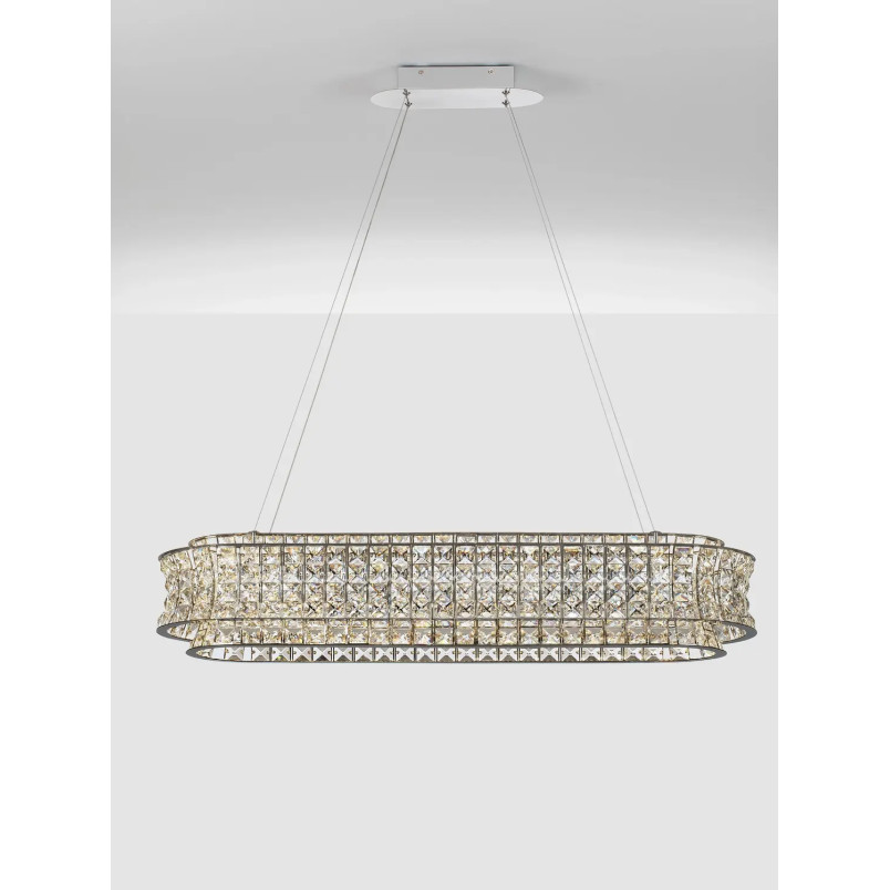 Lampa wisząca kryształowa - owalna Esaro 100cm LED 3500K chrom / przeźroczysty