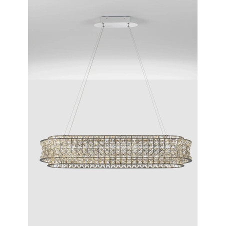 Lampa wisząca kryształowa - owalna Esaro 100cm LED 3500K chrom / przeźroczysty