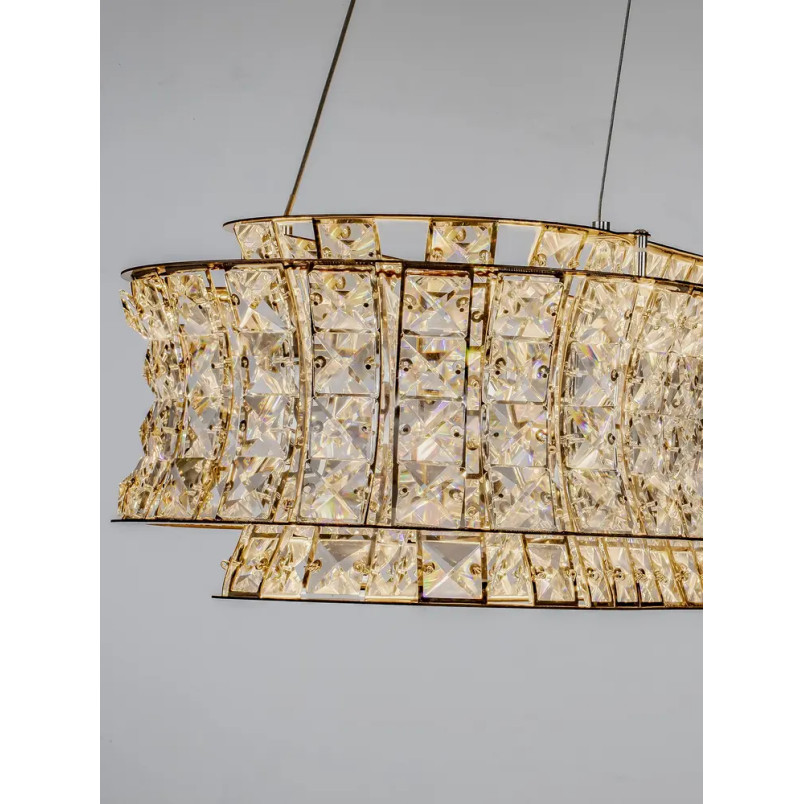 Lampa wisząca kryształowa - owalna Esaro 100cm LED 3500K chrom / przeźroczysty