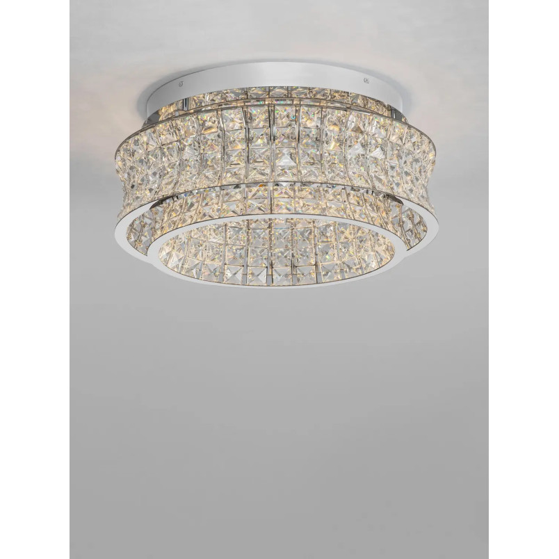Plafon kryształowy - glamour Esaro 50cm LED 3500K chrom / przeźroczysty