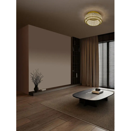 Plafon kryształowy - glamour Esaro 50cm LED 3500K platynowe złoto / przeźroczysty