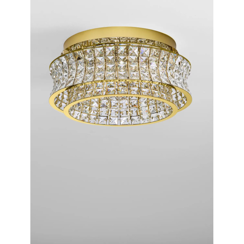 Plafon kryształowy - glamour Esaro 50cm LED 3500K platynowe złoto / przeźroczysty