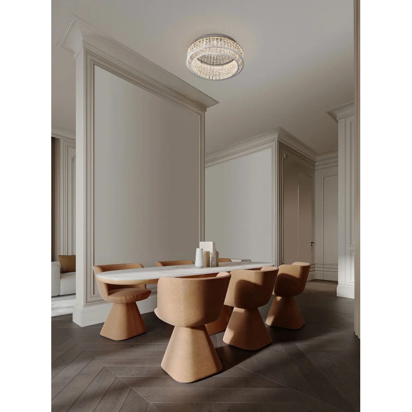 Plafon kryształowy - glamour Esaro 60cm LED 3500K chrom / przeźroczysty