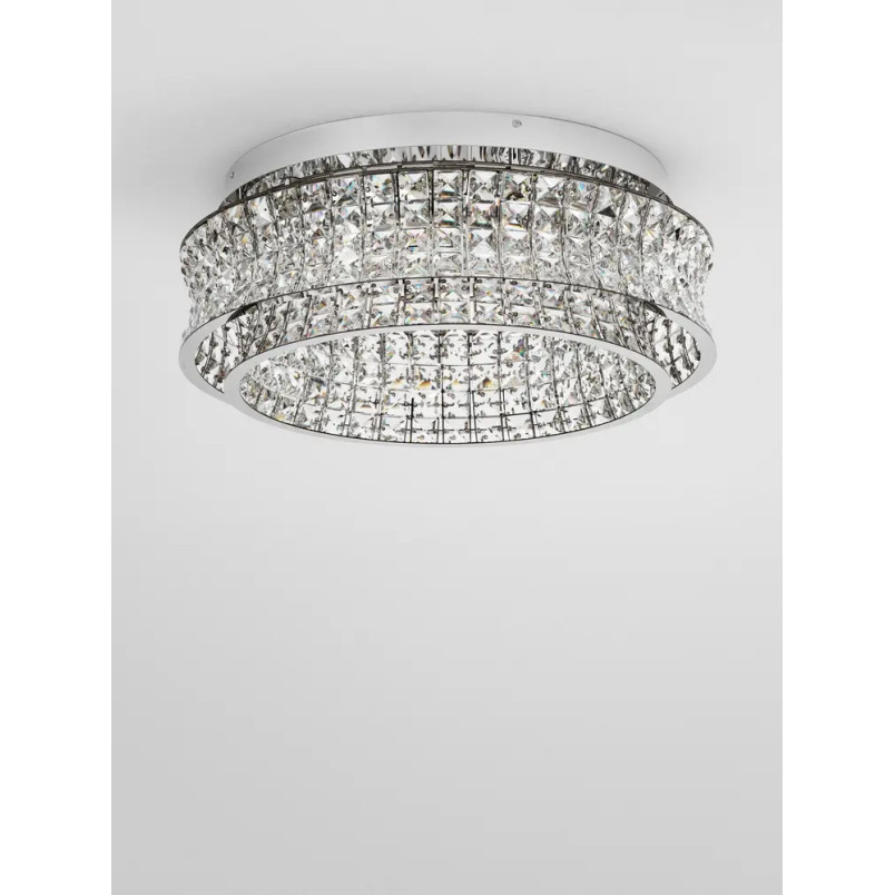Plafon kryształowy - glamour Esaro 60cm LED 3500K chrom / przeźroczysty