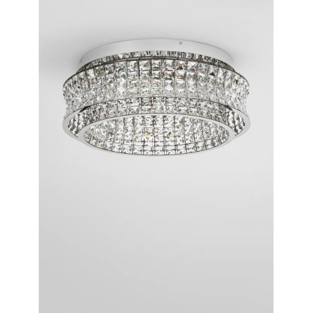 Plafon kryształowy - glamour Esaro 60cm LED 3500K chrom / przeźroczysty