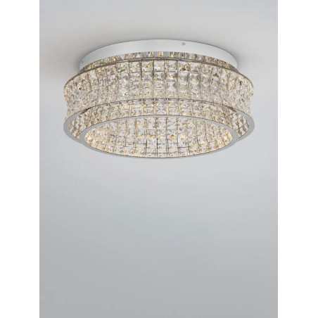 Plafon kryształowy - glamour Esaro 60cm LED 3500K chrom / przeźroczysty