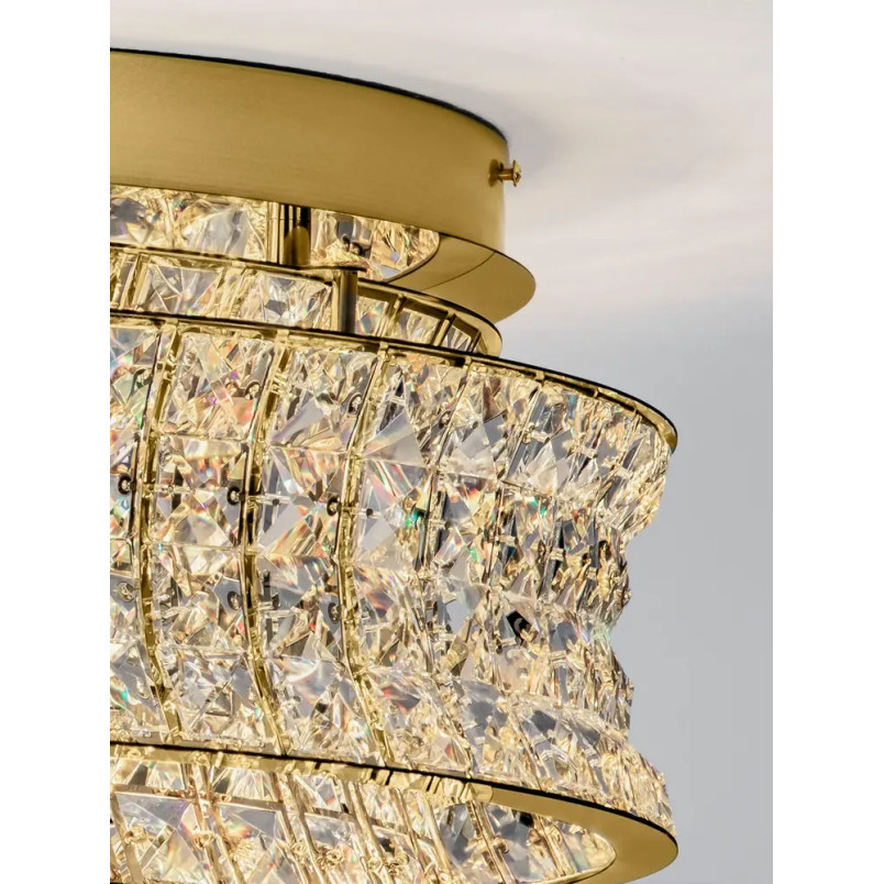 Plafon kryształowy - glamour Esaro 60cm LED 3500K platynowe złoto / przeźroczysty
