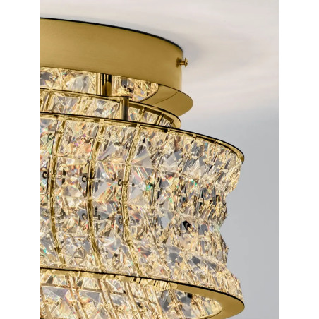 Plafon kryształowy - glamour Esaro 60cm LED 3500K platynowe złoto / przeźroczysty