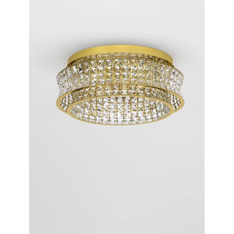 Plafon kryształowy - glamour Esaro 60cm LED 3500K platynowe złoto / przeźroczysty