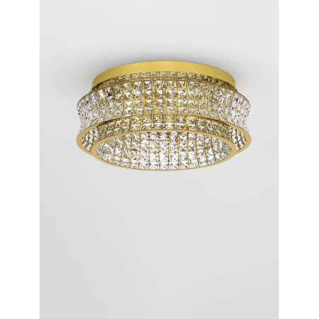 Plafon kryształowy - glamour Esaro 60cm LED 3500K platynowe złoto / przeźroczysty