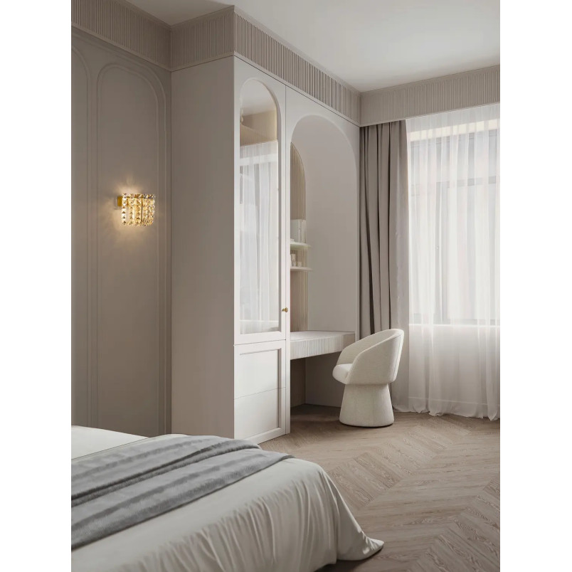 Kinkiet kryształowy Esaro H20cm LED 3500K platynowe złoto / przeźroczysty