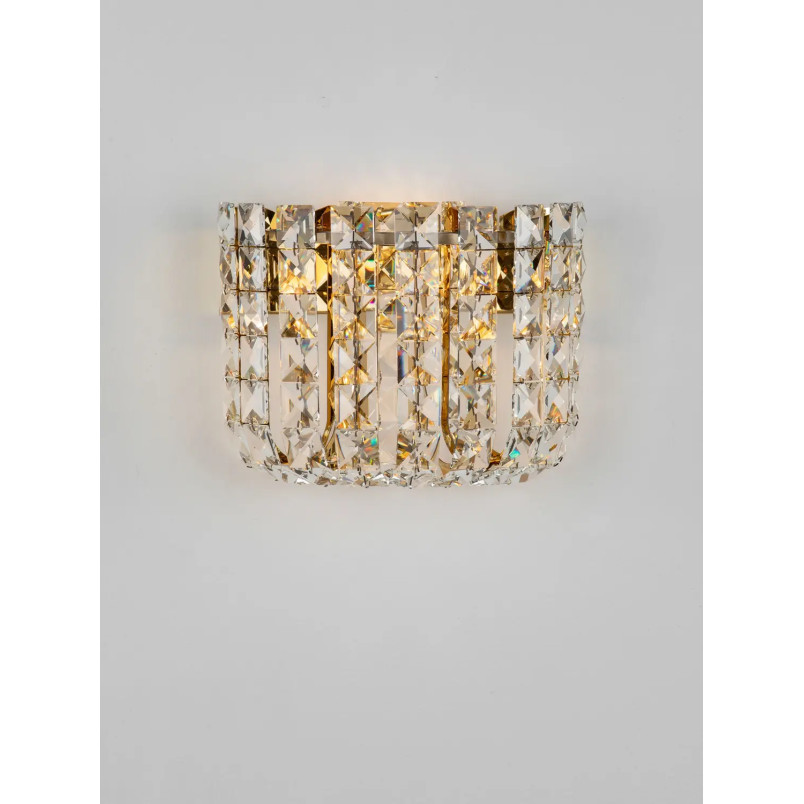 Kinkiet kryształowy Esaro H20cm LED 3500K platynowe złoto / przeźroczysty