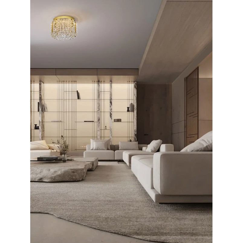 Plafon kryształowy - glamour Esaro II 50cm LED 3500K platynowe złoto / przeźroczysty