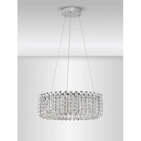 Lampa wisząca kryształowa - okrągła Esaro II 60cm LED 3500K chrom / przeźroczysty