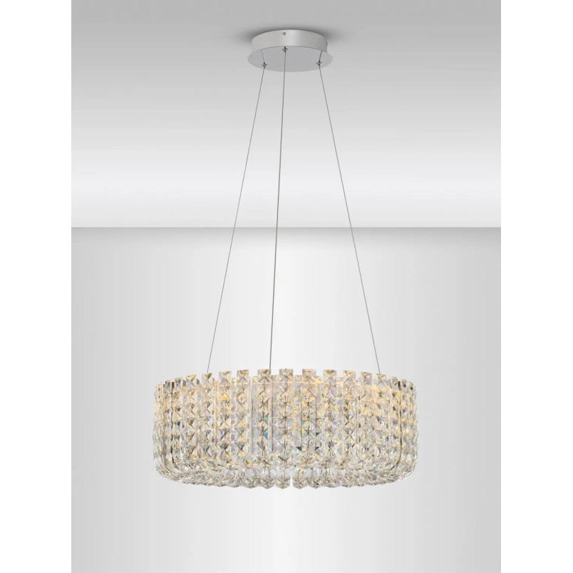 Lampa wisząca kryształowa - okrągła Esaro II 60cm LED 3500K chrom / przeźroczysty