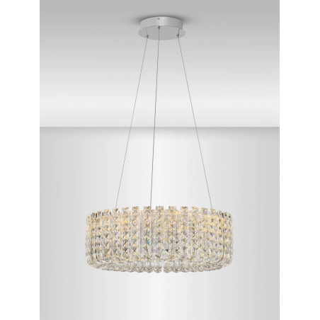 Lampa wisząca kryształowa - okrągła Esaro II 60cm LED 3500K chrom / przeźroczysty