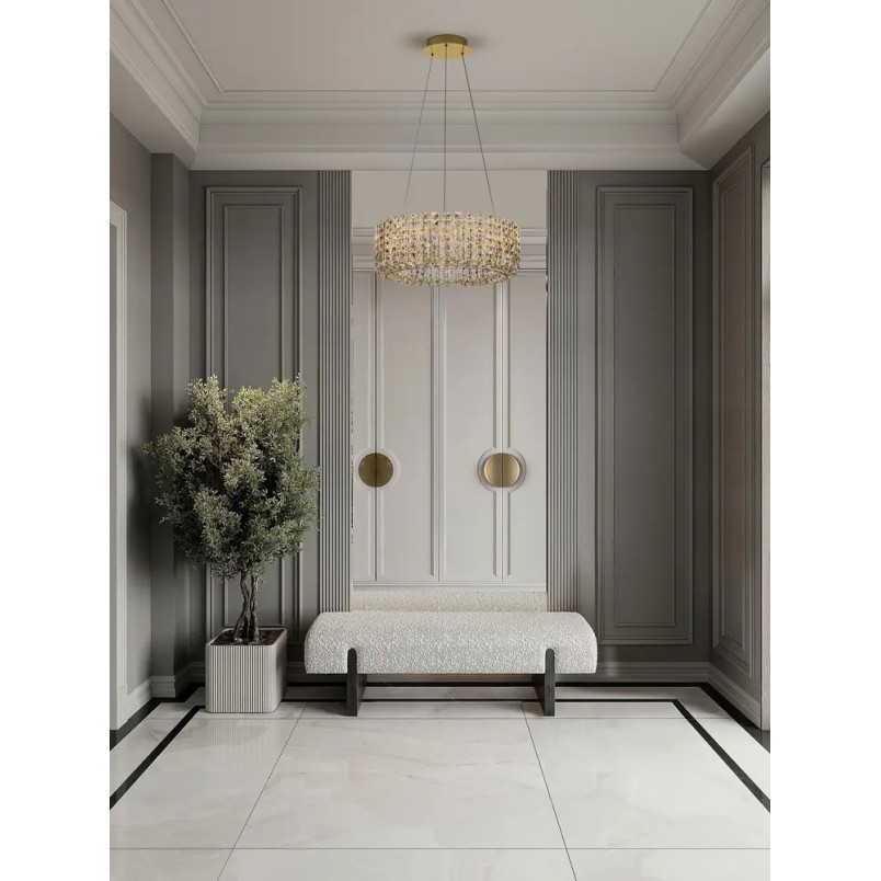 Lampa wisząca kryształowa - okrągła Esaro II 60cm LED 3500K platynowe złoto / przeźroczysty