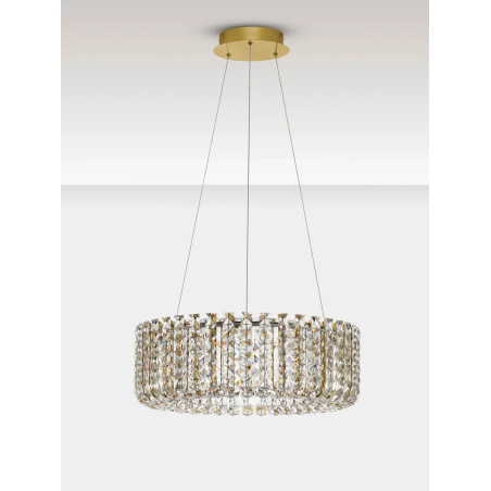 Lampa wisząca kryształowa - okrągła Esaro II 60cm LED 3500K platynowe złoto / przeźroczysty