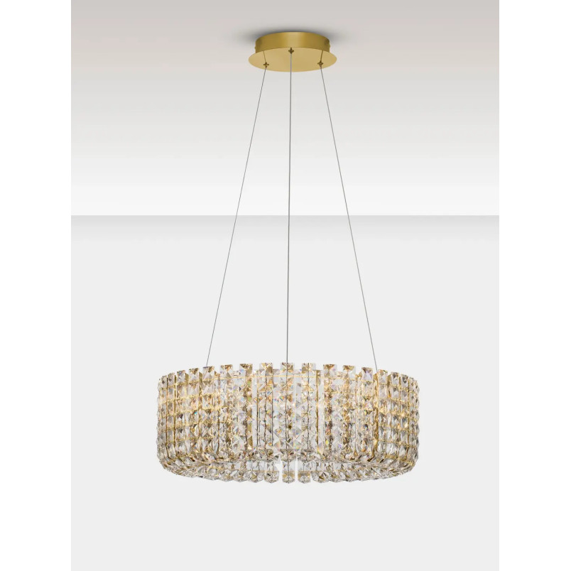 Lampa wisząca kryształowa - okrągła Esaro II 60cm LED 3500K platynowe złoto / przeźroczysty