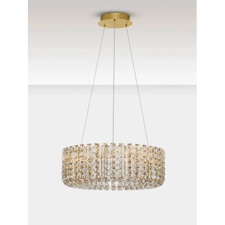 Lampa wisząca kryształowa - okrągła Esaro II 60cm LED 3500K platynowe złoto / przeźroczysty