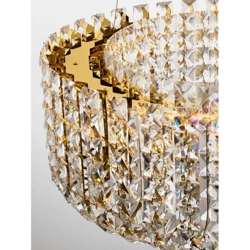 Lampa wisząca kryształowa - okrągła Esaro II 60cm LED 3500K platynowe złoto / przeźroczysty
