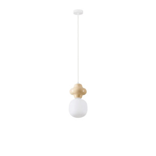 Lampa wisząca ceramiczna ze szklanym kloszem Polly I 18cm opal / żółty