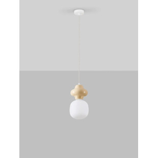 Lampa wisząca ceramiczna ze szklanym kloszem Polly I 18cm opal / żółty