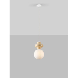 Lampa wisząca ceramiczna ze szklanym kloszem Polly I 18cm opal / żółty