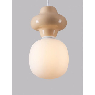 Lampa wisząca ceramiczna ze szklanym kloszem Polly I 18cm opal / żółty