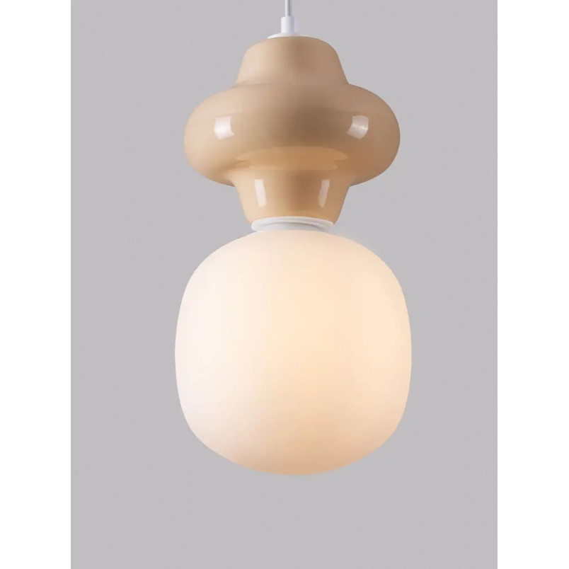 Lampa wisząca ceramiczna ze szklanym kloszem Polly I 18cm opal / żółty