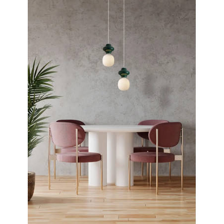 Lampa wisząca ceramiczna ze szklanym kloszem Polly I 18cm opal / ciemny zielony