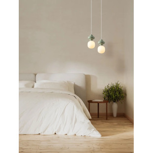 Lampa wisząca ceramiczna ze szklanym kloszem Polly I 18cm opal / zielony