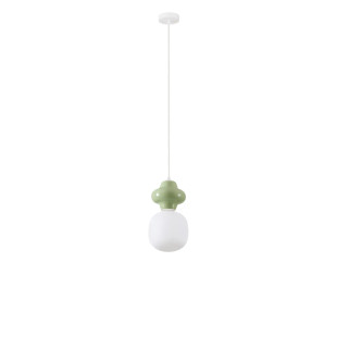 Lampa wisząca ceramiczna ze szklanym kloszem Polly I 18cm opal / zielony