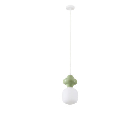 Lampa wisząca ceramiczna ze szklanym kloszem Polly I 18cm opal / zielony