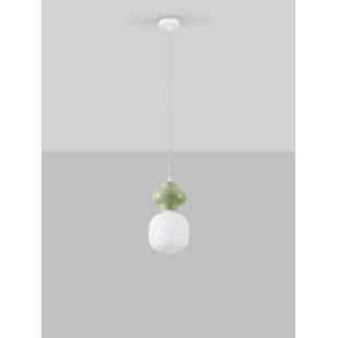 Lampa wisząca ceramiczna ze szklanym kloszem Polly I 18cm opal / zielony