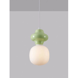 Lampa wisząca ceramiczna ze szklanym kloszem Polly I 18cm opal / zielony