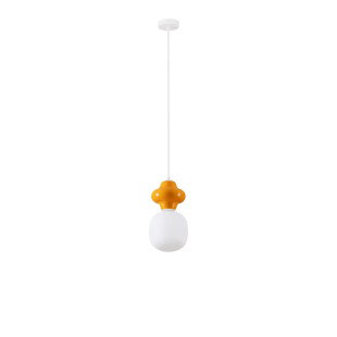 Lampa wisząca ceramiczna ze szklanym kloszem Polly I 18cm opal / pomarańczowy