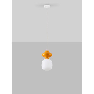 Lampa wisząca ceramiczna ze szklanym kloszem Polly I 18cm opal / pomarańczowy