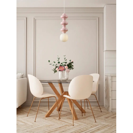 Lampa wisząca ceramiczna ze szklanym kloszem Polly III 18cm opal / różowy