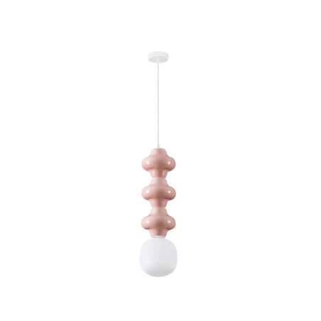 Lampa wisząca ceramiczna ze szklanym kloszem Polly III 18cm opal / różowy