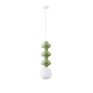 Lampa wisząca ceramiczna ze szklanym kloszem Polly III 18cm opal / zielony