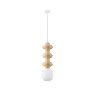 Lampa wisząca ceramiczna ze szklanym kloszem Polly III 18cm opal / beżowy