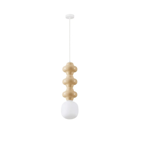 Lampa wisząca ceramiczna ze szklanym kloszem Polly III 18cm opal / beżowy