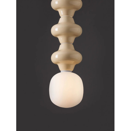 Lampa wisząca ceramiczna ze szklanym kloszem Polly III 18cm opal / beżowy